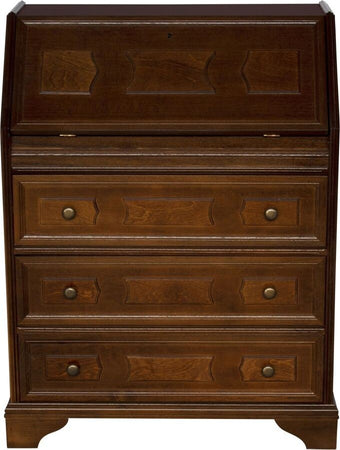 MOBILI-2G---Cassettiera-classica-5-cassetti-con-ribalta-legno-tinta-noce-scuro-66x38X80