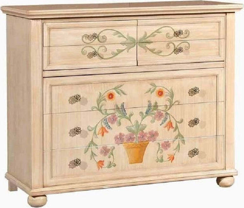 MOBILI-2G---COMÒ-7-CASSETTI-AVORIO-PENNELLATO-CON-DECORI-MISURA-L.127-P.54-H.107