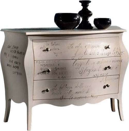 MOBILI-2G---COMÒ-BOMBATO-AVORIO-PATINATO-SHABBY-SCRITTE-118X50X85