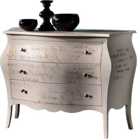 MOBILI-2G---COMÒ-BOMBATO-AVORIO-PATINATO-SHABBY-SCRITTE-118X50X85