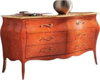 MOBILI-2G---COMÒ-BOMBATO-CLASSICO-6-CASSETTI-ARANCIONE-ORO-162x58-x85