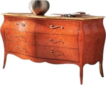 MOBILI-2G---COMÒ-BOMBATO-CLASSICO-6-CASSETTI-ARANCIONE-ORO-162x58-x85