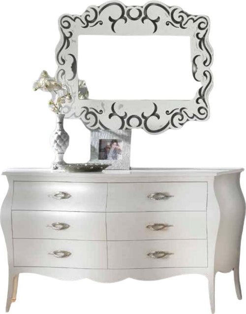MOBILI-2G---COMÒ-BOMBATO-CLASSICO-6-CASSETTI-SHABBY-BIANCO-OPACO-162X58X85