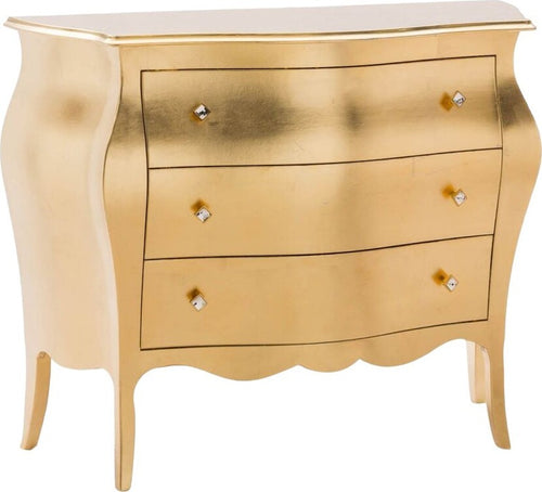 MOBILI-2G---Comò-bombato-legno-foglia-oro-pomolo-swarovski-100x45x85