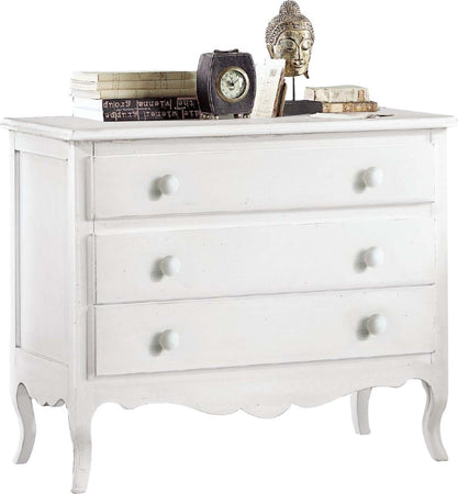 MOBILI-2G---COMO'-3-CASSETTI-CLASSICO-SAGOMATO-BIANCO-107x52X89