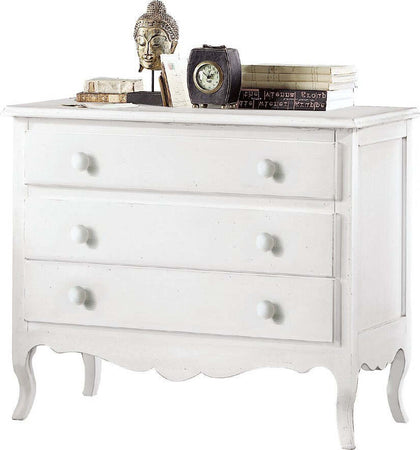 MOBILI-2G---COMO'-3-CASSETTI-CLASSICO-SAGOMATO-BIANCO-107x52X89