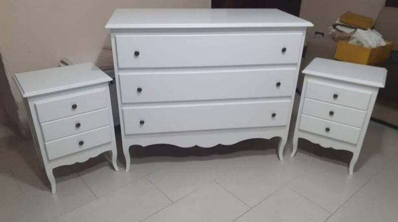 MOBILI-2G---COMO'-3-CASSETTI-CLASSICO-SAGOMATO-BIANCO-107x52X89