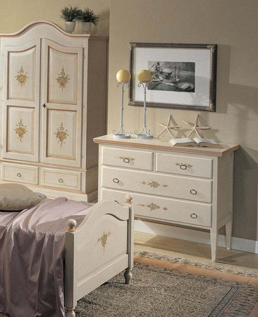 MOBILI-2G---COMO-4-CASSETTI-BIANCO-FILO-ROSA-IN-LEGNO