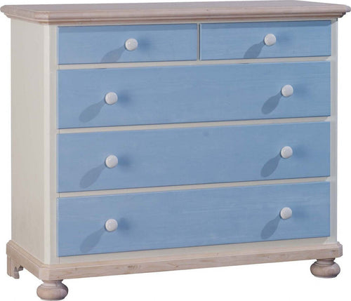 MOBILI-2G---COMO-5-CASSETTI-IN-LEGNO-AZZURRO-MIELE-L.118-P.52-H.99