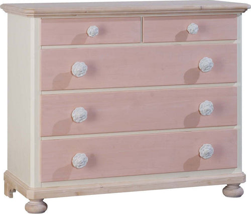 MOBILI-2G---COMO-5-CASSETTI-IN-LEGNO-ROSA-E-MIELE-L.118-P.52-H.99