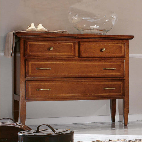 MOBILI-2G---COMO'-IN-LEGNO-4-CASSETTI-INTARSIATO-L.110-x-P.51-H.90