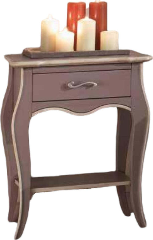 MOBILI-2G---COMODINO-1-CASSETTO--1-RIPIANO-LACCATO-TORTORA-ANTICATO-CON-PROFILO-AVORIO-MISURE-L.54-P.36-H.69