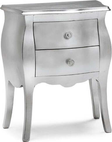MOBILI-2G---COMODINO-BOMBATO-2-CASSETTI-LEGNO-ARGENTO-49x29X61