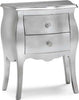 MOBILI-2G---COMODINO-BOMBATO-2-CASSETTI-LEGNO-ARGENTO-49x29X61