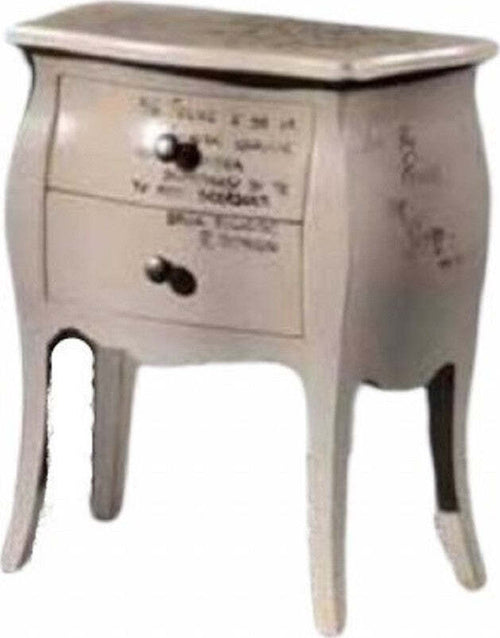 MOBILI-2G---COMODINO-BOMBATO-SHABBY-AVORIO-PATINATO-SCRITTE-50x30x60