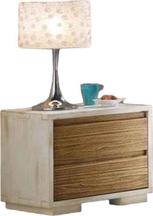 MOBILI-2G---COMODINO-IN-LEGNO-MASSELLO-SHABBY-2-CASSETTI-L.55-P.38-H.-46﻿