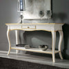 MOBILI-2G---Consolle-1-cassetto-legno-bianco-oro-shabby-135X47x80
