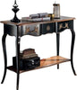 MOBILI-2G---CONSOLLE-700'-CLASSICA-IN-LEGNO-SHABBY-NERO/ORO-100X36x78