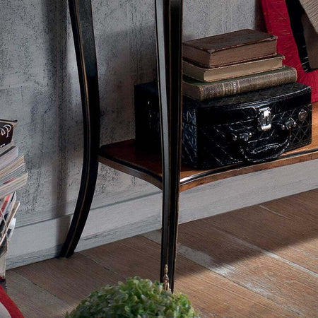 MOBILI-2G---CONSOLLE-700'-CLASSICA-IN-LEGNO-SHABBY-NERO/ORO-100X36x78
