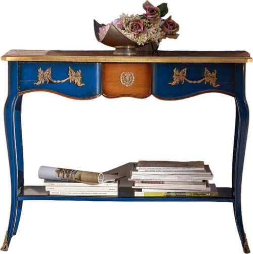 MOBILI-2G---CONSOLLE-700'-CLASSICA-IN-LEGNO-SHABBY/ORO-100X36x78