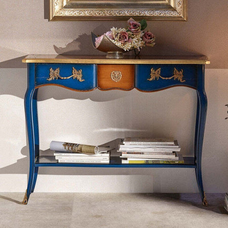 MOBILI-2G---CONSOLLE-700'-CLASSICA-IN-LEGNO-SHABBY/ORO-100X36x78