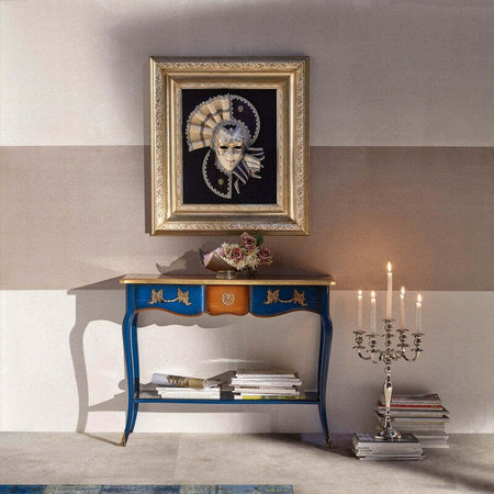 MOBILI-2G---CONSOLLE-700'-CLASSICA-IN-LEGNO-SHABBY/ORO-100X36x78