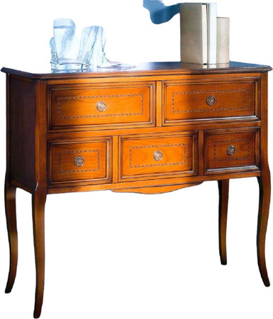 MOBILI-2G---CONSOLLE-CASSETTIERA-CLASSICA-IN-LEGNO-5-CASSETTI-FINITURA-BASSANO-L.98-P.40-H.85