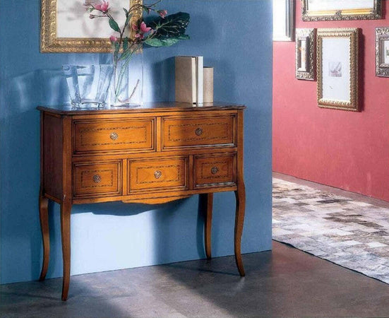 MOBILI-2G---CONSOLLE-CASSETTIERA-CLASSICA-IN-LEGNO-5-CASSETTI-FINITURA-BASSANO-L.98-P.40-H.85
