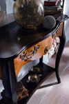 MOBILI-2G---Consolle-classica-1-cassetto-legno-shabby-nero-e-noce-100X40x88