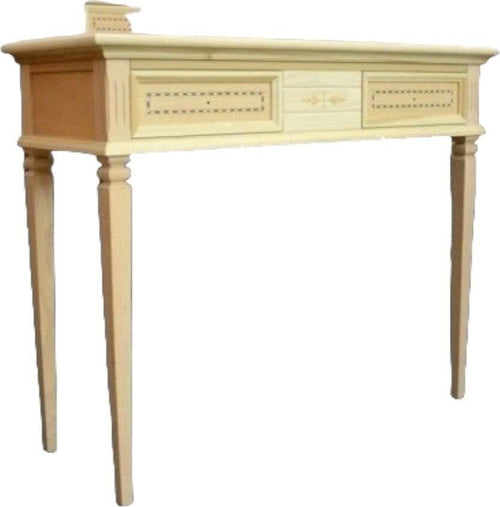 MOBILI-2G---CONSOLLE-CLASSICA-2-CASSETTI-INTARSIATA-LEGNO-GREZZO-100X37X80