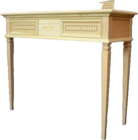 MOBILI-2G---CONSOLLE-CLASSICA-2-CASSETTI-INTARSIATA-LEGNO-GREZZO-100X37X80