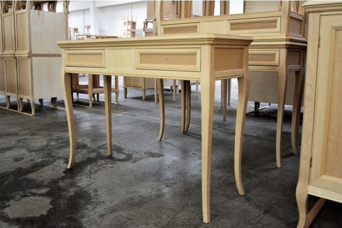 MOBILI-2G---CONSOLLE-CLASSICA-2-CASSETTI-INTARSIATA-LEGNO-GREZZO-L.110-P.38-H.80