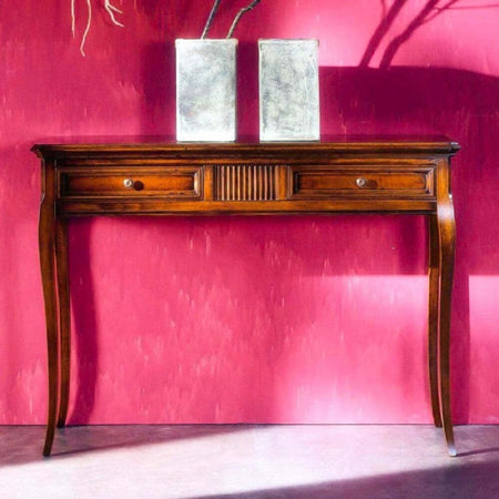 MOBILI-2G---CONSOLLE-CLASSICA-2-CASSETTI-INTARSIATA-LEGNO-GREZZO-L.110-P.38-H.80