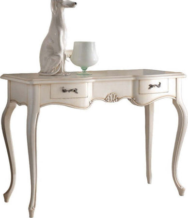 MOBILI-2G---Consolle-classica-2-cassetti-legno-shabby-bianco-119X45x80