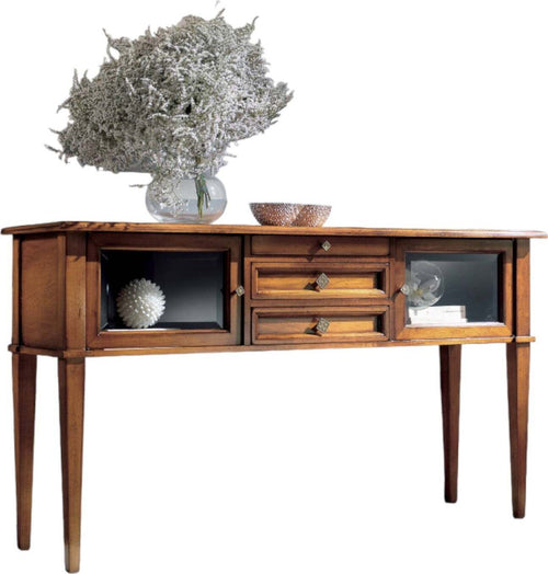 MOBILI-2G---CONSOLLE-CLASSICA-3-CASSETTI-2-PORTE-LEGNO-BASSANO-140X40x80