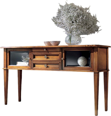 MOBILI-2G---CONSOLLE-CLASSICA-3-CASSETTI-2-PORTE-LEGNO-BASSANO-140X40x80