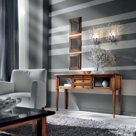 MOBILI-2G---CONSOLLE-CLASSICA-3-CASSETTI-2-PORTE-LEGNO-BASSANO-140X40x80