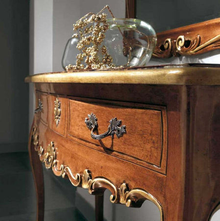 MOBILI-2G---Consolle-classica-3-cassetti-legno-shabby-oro-130X48x89