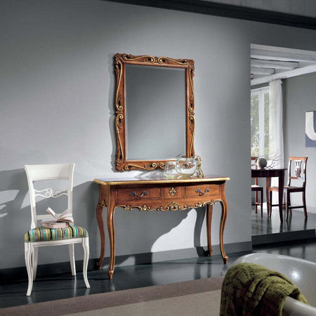 MOBILI-2G---Consolle-classica-3-cassetti-legno-shabby-oro-130X48x89