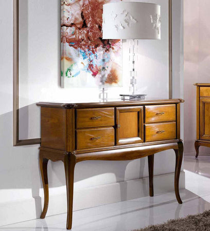 MOBILI-2G---CONSOLLE-CLASSICA-4-CASSETTI-1-PORTA-LEGNO-GREZZO-L.111-P.39-H.81