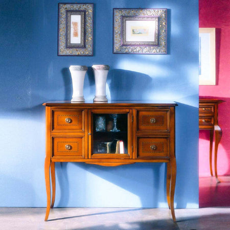 MOBILI-2G---CONSOLLE-CLASSICA-4-CASSETTI-1-PORTA-LEGNO-GREZZO-L.98-P.40-H.85