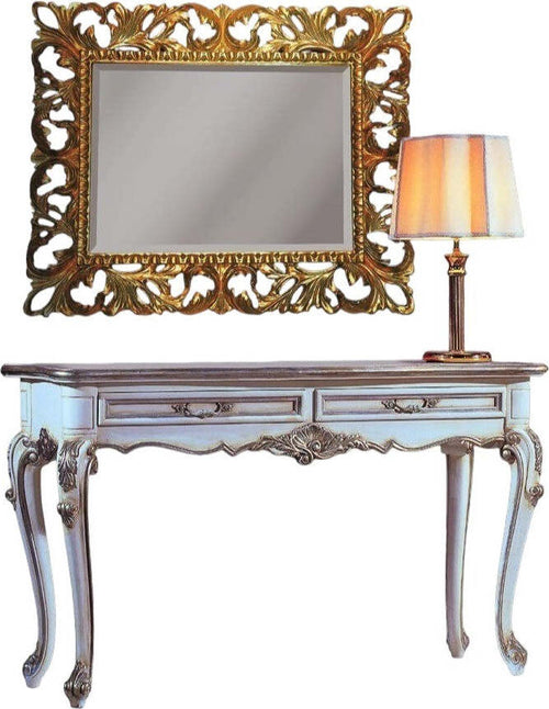 MOBILI-2G---Consolle-classica-legno-shabby-bianco-argento-133X48x80