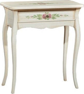 MOBILI-2G---CONSOLLE-IN-LEGNO-1-CASSETTO-LACCATO-AVORIO-PATINATO-CON-DECORI-MISURA-L.62-P.31-H.70