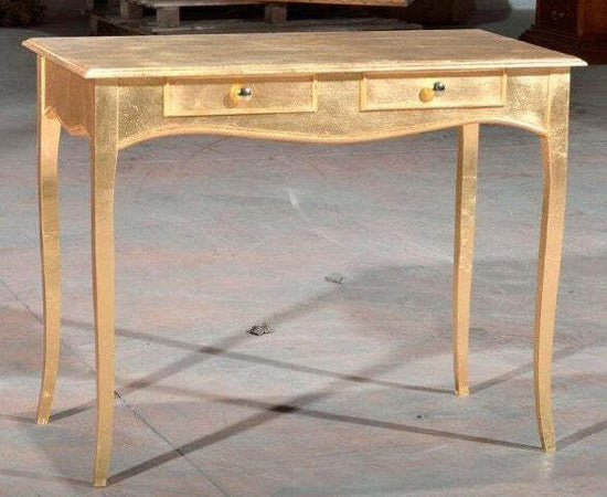 MOBILI-2G---CONSOLLE-IN-LEGNO-2-CASSETTI-FINITURA-FOGLIA-ORO-L.101-P.54-H.80