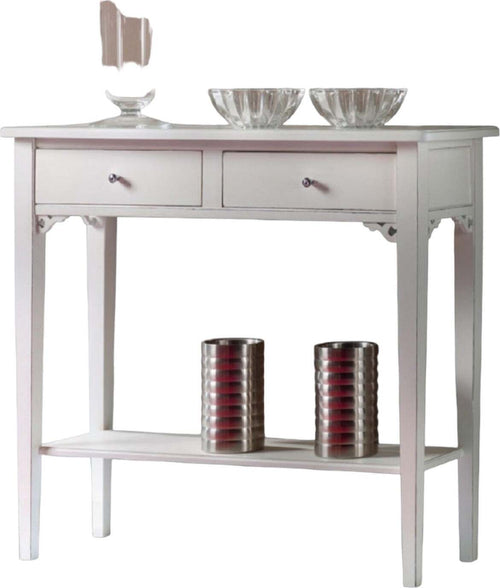 MOBILI-2G---CONSOLLE-SHABBY-2-CASSETTI-IN-LEGNO-BIANCO-CONSUMATO-L.90-P.31-H.77