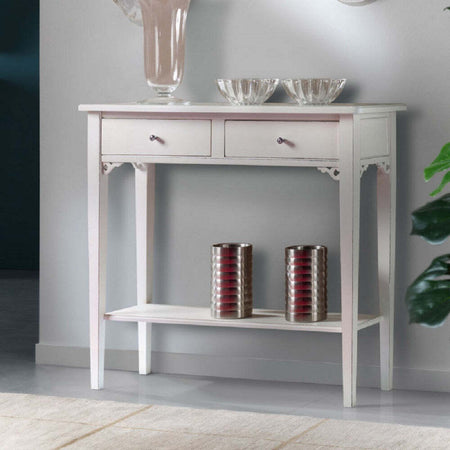 MOBILI-2G---CONSOLLE-SHABBY-2-CASSETTI-IN-LEGNO-BIANCO-CONSUMATO-L.90-P.31-H.77