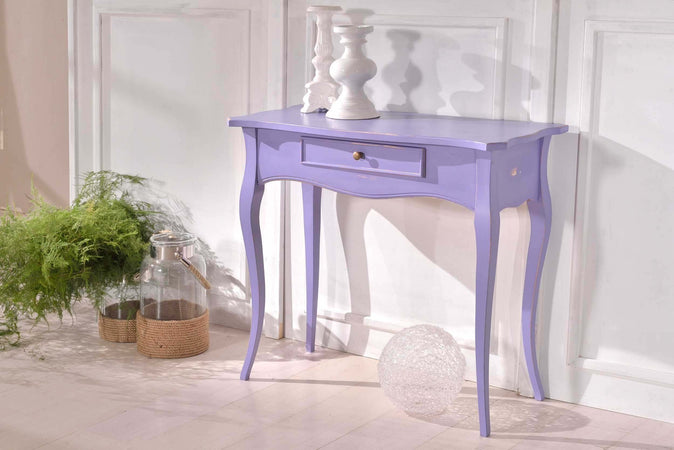 MOBILI-2G---CONSOLLE-SHABBY-LEGNO-CONSUMATA-LAVANDA-87x38x77