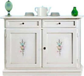 MOBILI-2G---Credenza-2-Ante-2-cassetti-legno-bianca-decorata-105X42X85