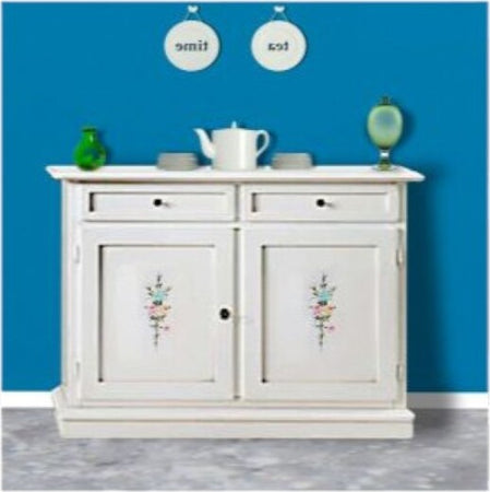 MOBILI-2G---Credenza-2-Ante-2-cassetti-legno-bianca-decorata-105X42X85