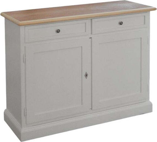 MOBILI-2G---Credenza-2-Ante-2-cassetti-shabby-bianco-naturale-Legno-105X42X85